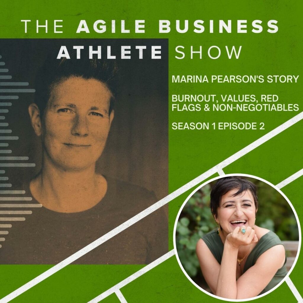 Agile Business Athlete Podcast Marina Pearson Burnout S1 E2 Image of Leanne Spencer Host and Marina Pearson